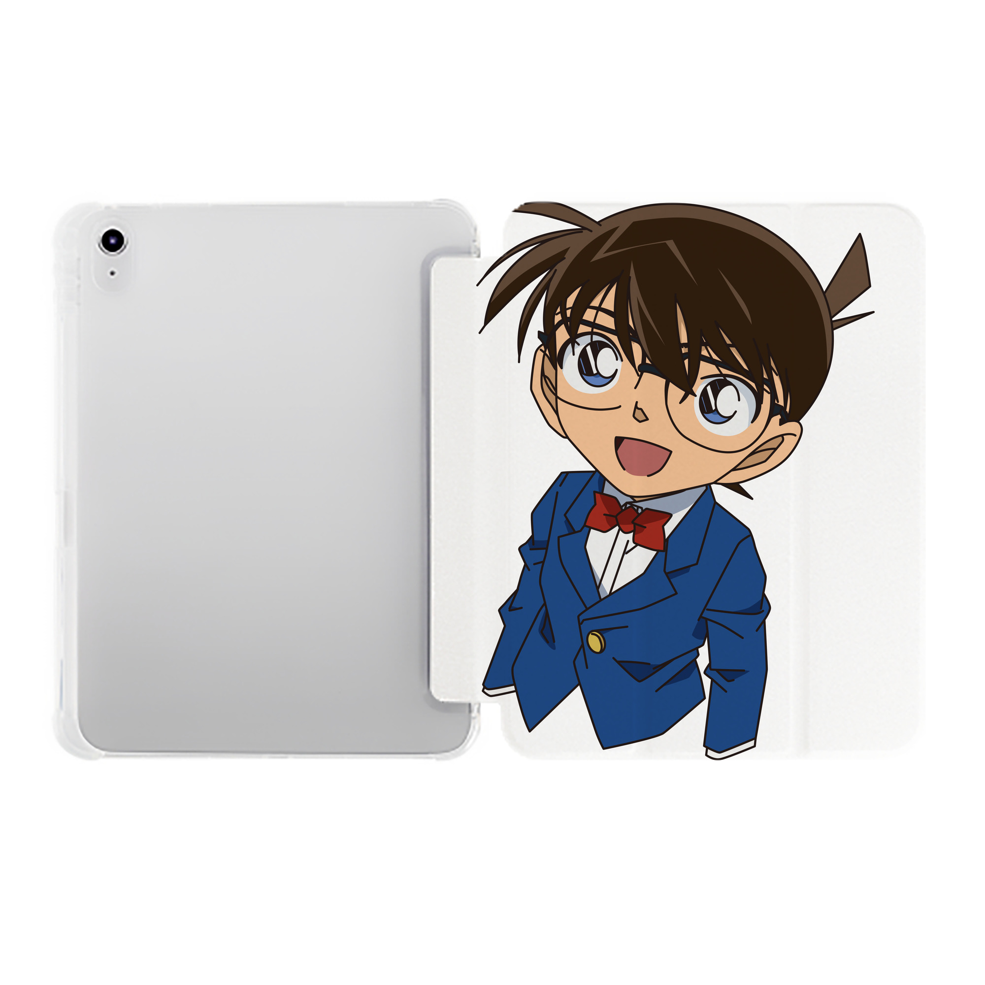 （画像用） 名探偵コナン 江戸川 コナン Detective Conan Conan Edogawa IPad ケース ペン収納付き 三つ折りスタンド PUレザー×シリコン 対応機種9.5/10.5/10.9インチ
